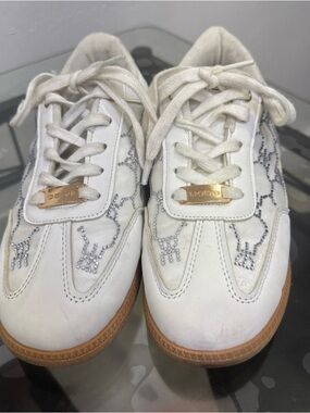 bebe White Sneakers with Gold Hardware and Gum Soles